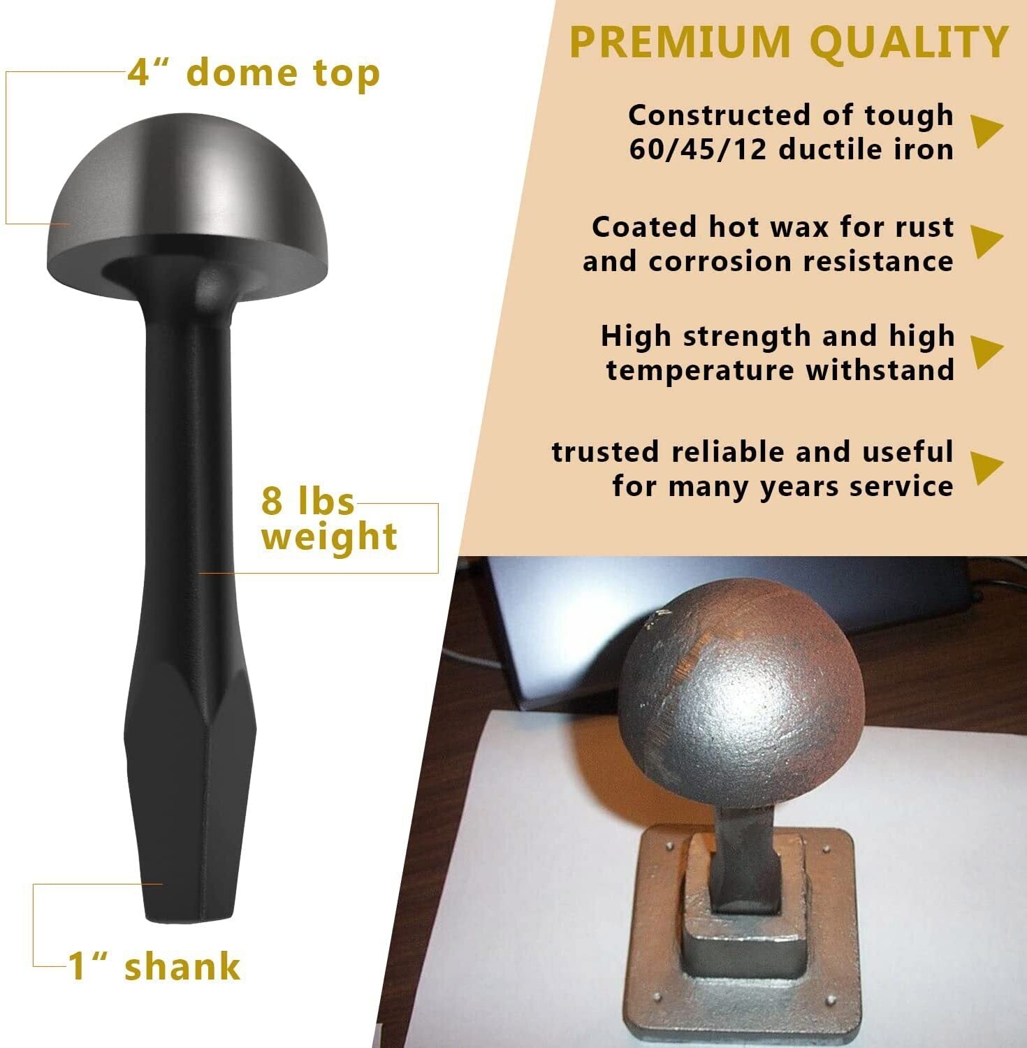 Blacksmith Tinsmith 4" Mushroom Stake for Pexto Taper Large Single Pexto Plate