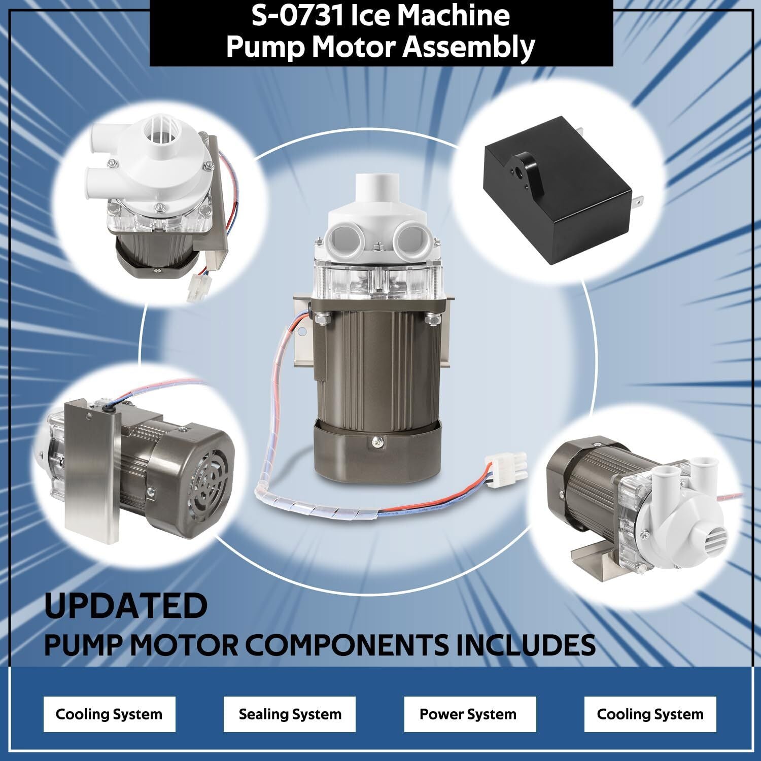 for Hoshizaki S-0731 KM Water Pump Motor Assembly Ice Machine Motor Replacement