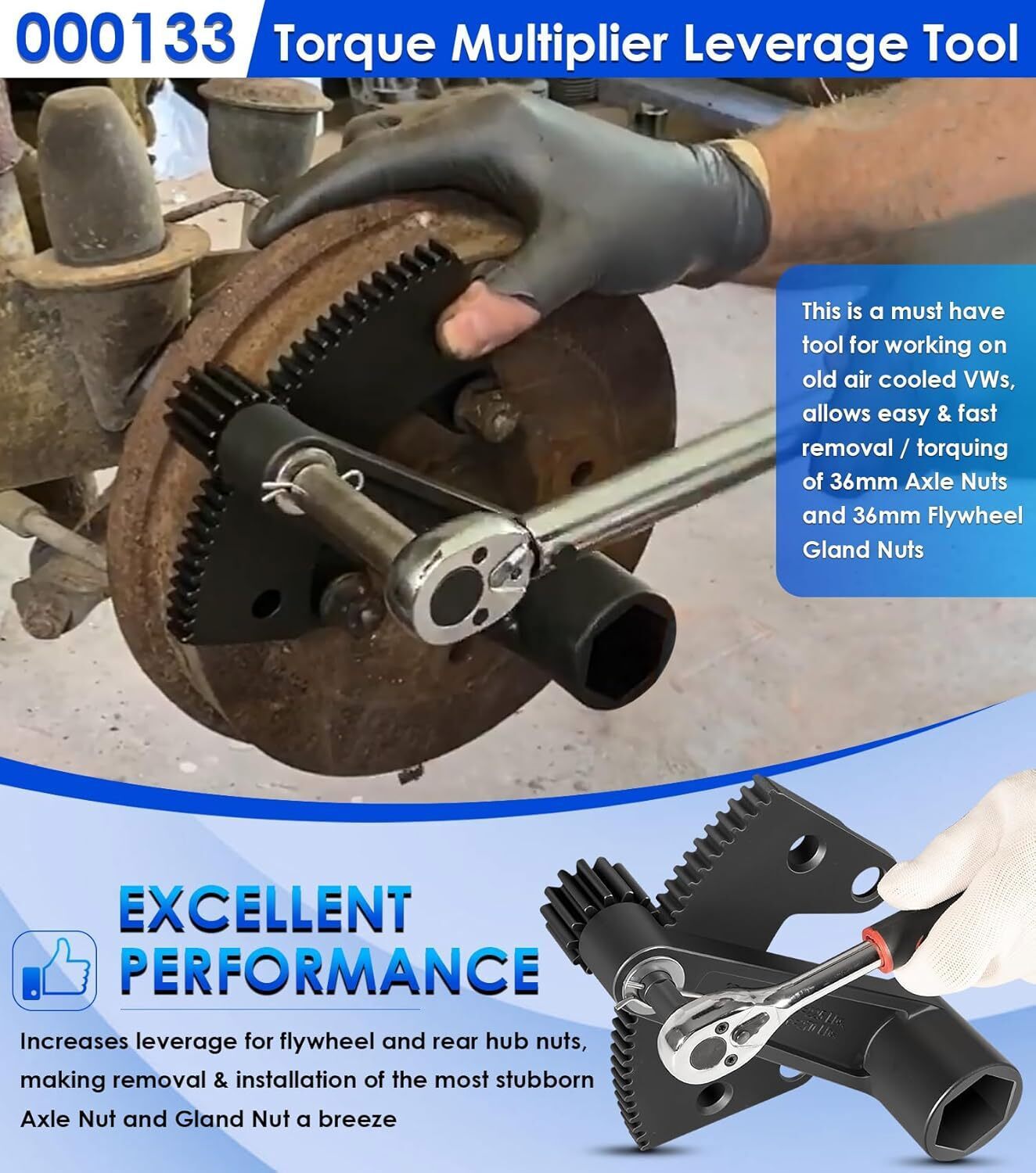 Torque Leverage Tool for Classic Vw Bug Volkswagen Beetle Remove 36mm Axle Nut