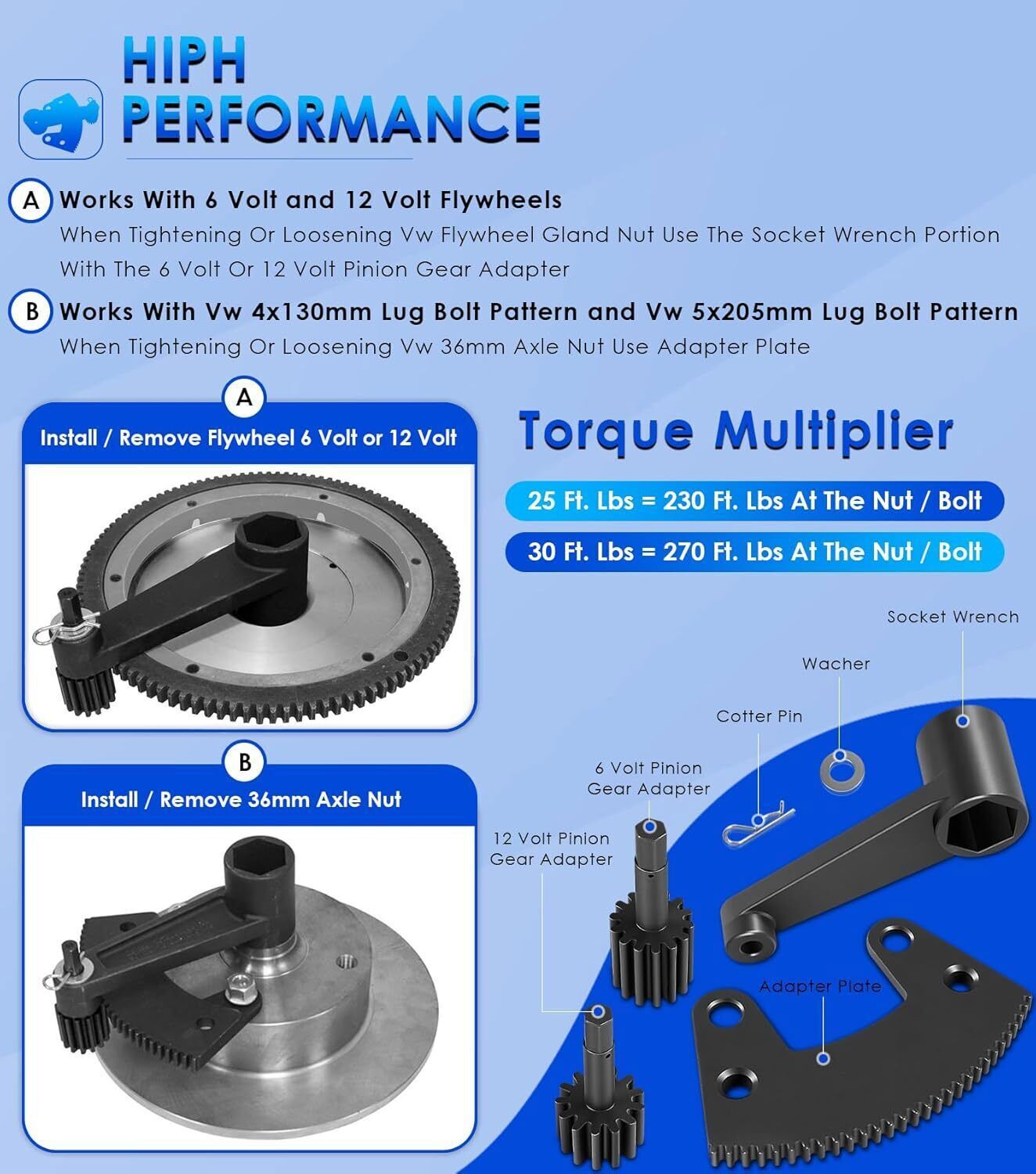 Torque Leverage Tool for Classic Vw Bug Volkswagen Beetle Remove 36mm Axle Nut