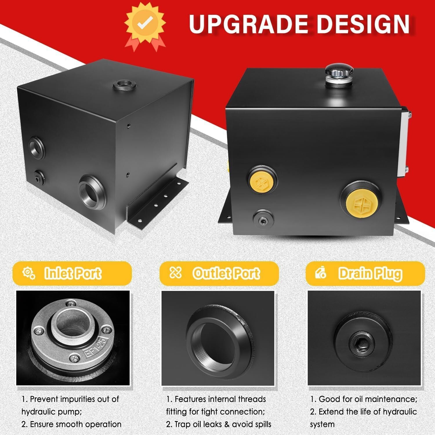7-Gallon Hydraulic Fluid Reservoir Tank 14 Gauge Steel for Hydraulic Systems