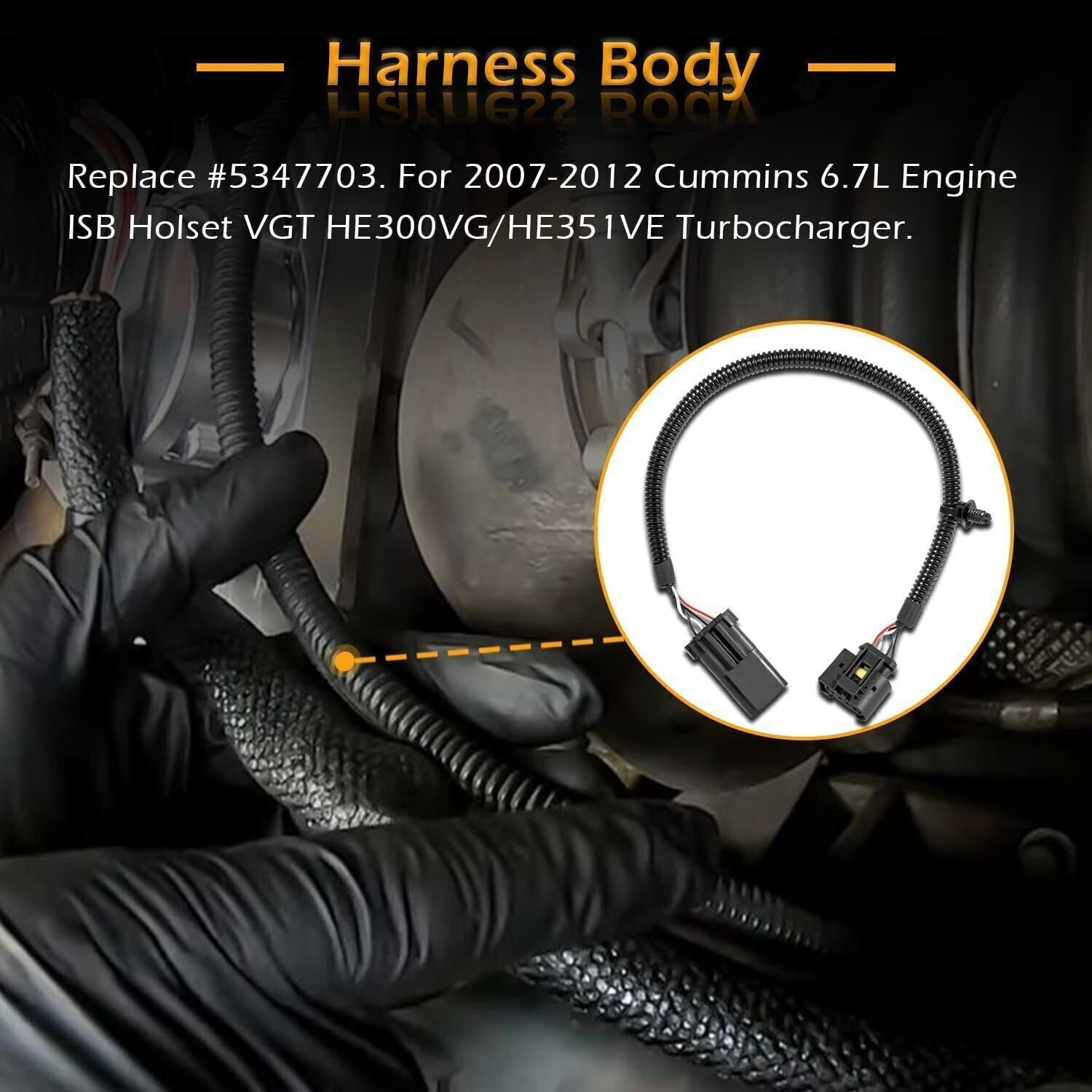 For Dodge Ram Cummins 6.7L VGT HE300VG Turbocharger Actuator Adapter Harness