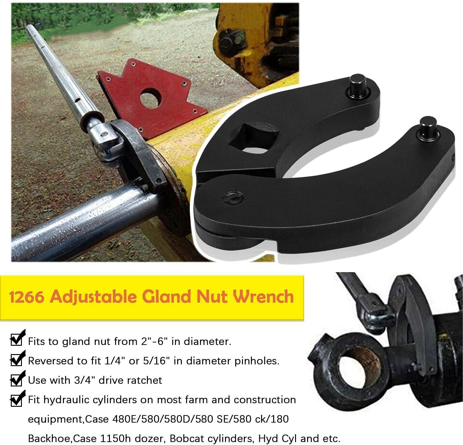 1266 & 7463 Gland Nut Wrench for Hydraulic Cylinder Nuts 2" to 6", 1" to 3-3/4"