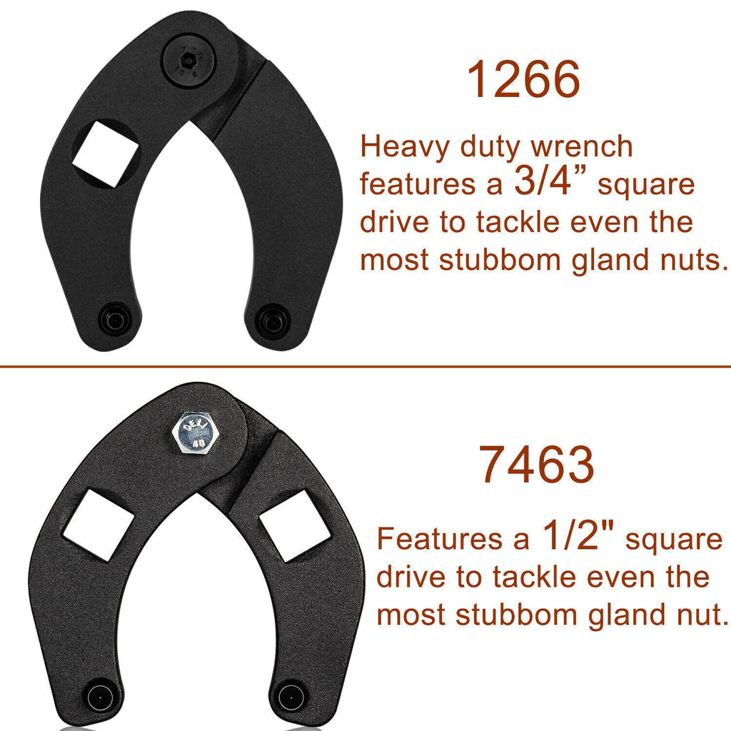 1266 & 7463 Gland Nut Wrench for Hydraulic Cylinder Nuts 2" to 6", 1" to 3-3/4"