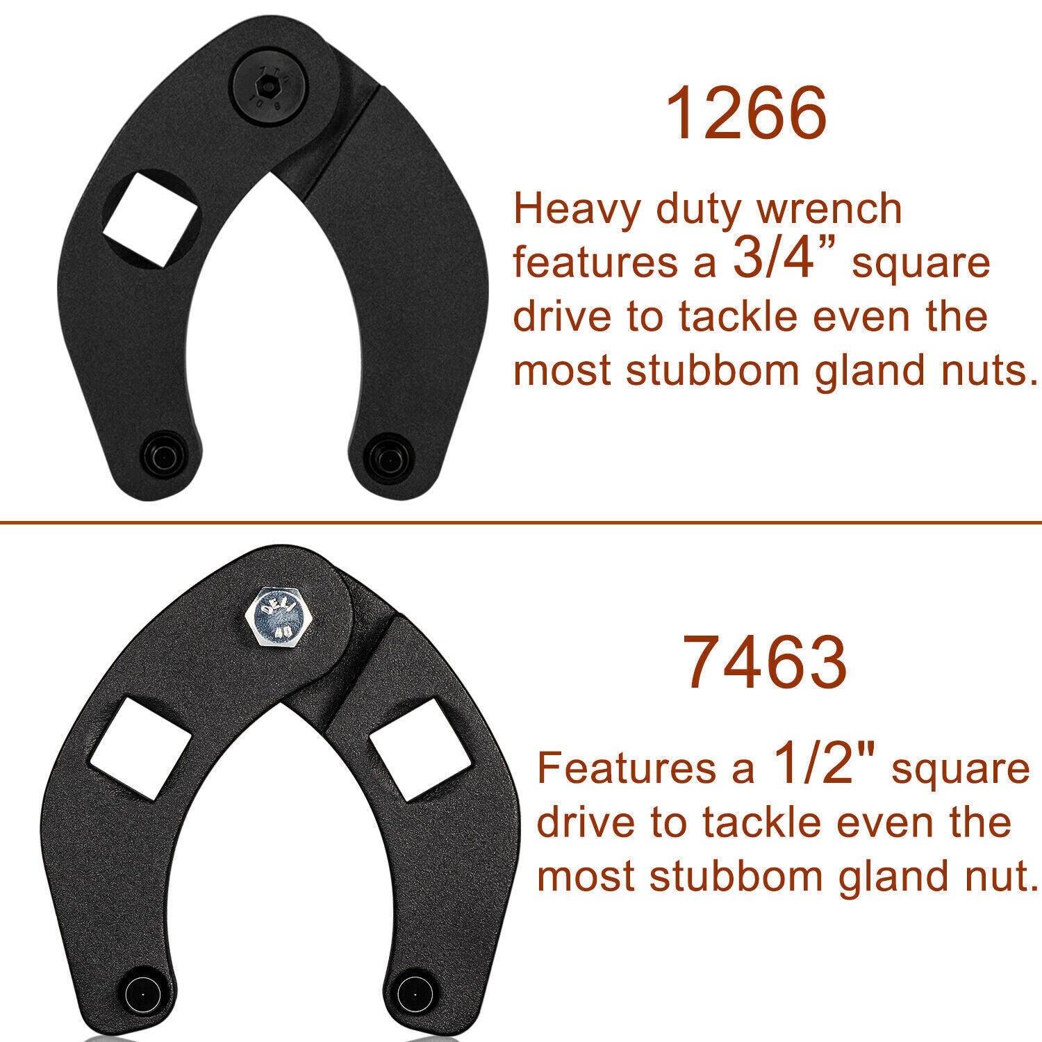 1266 & 7463 Gland Nut Wrench for Hydraulic Cylinder Nuts 2" to 6", 1" to 3-3/4"