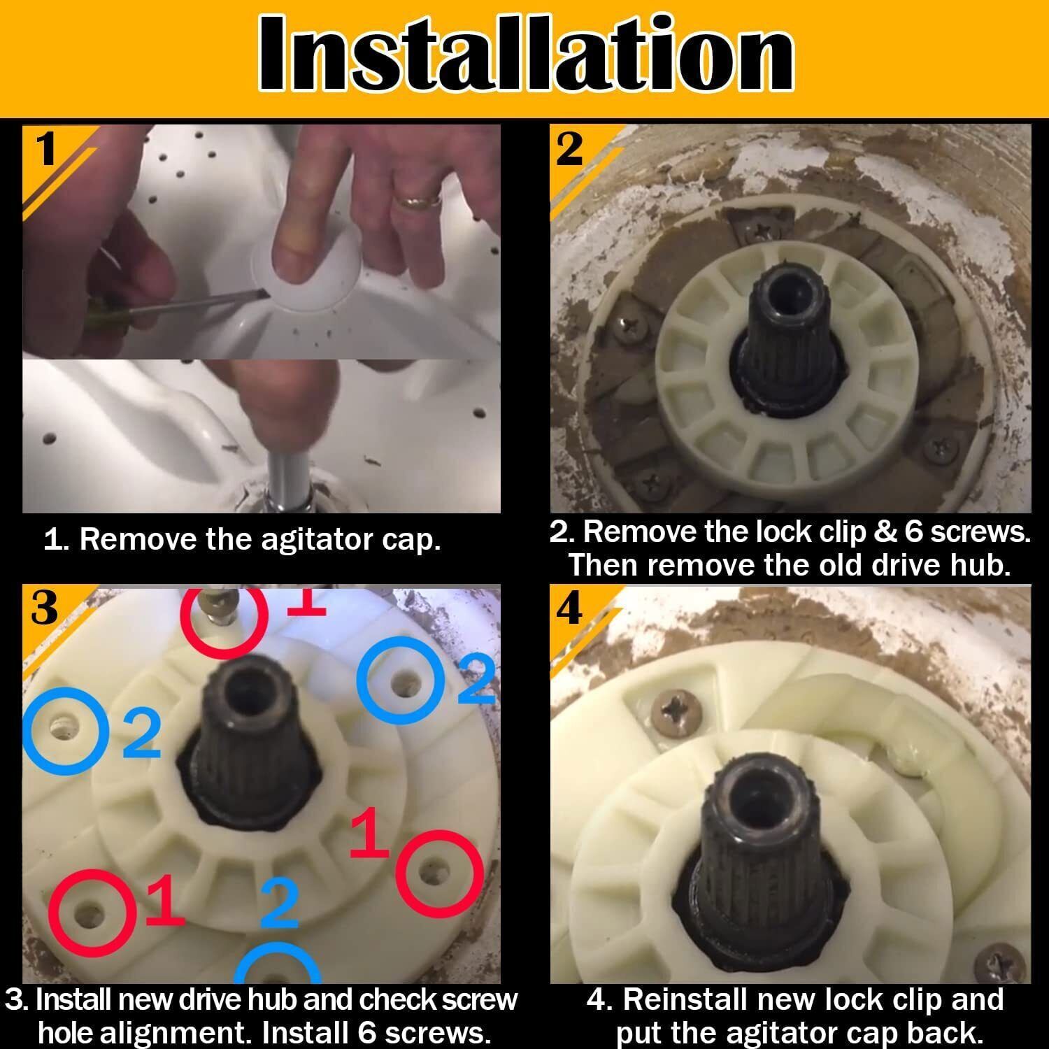 2 Set W10528947 Washer Drive Hub Kit for Whirlpool Maytag Kenmore AP5665171