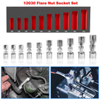 12030 Flare Nut Socket Set 3/8" Drive Fuel Line Socket Wrench 10mm-19mm 10PCS