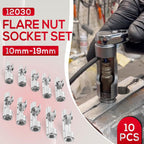 12030 Flare Nut Socket Set 3/8" Drive Fuel Line Socket Wrench 10mm-19mm 10PCS