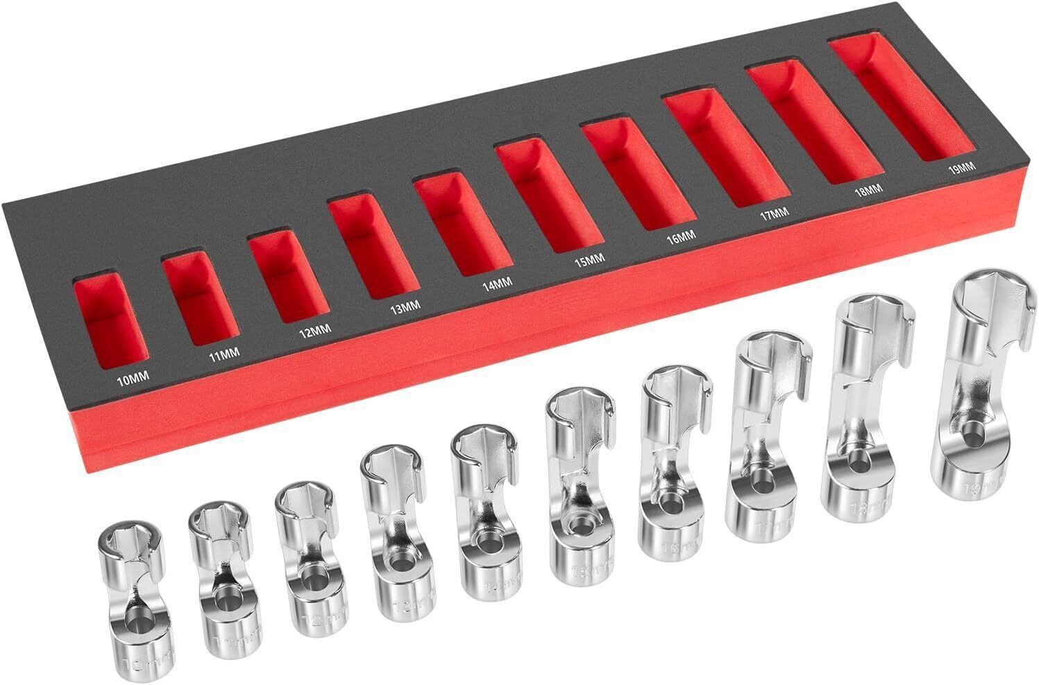 12030 Flare Nut Socket Set 3/8" Drive Fuel Line Socket Wrench 10mm-19mm 10PCS