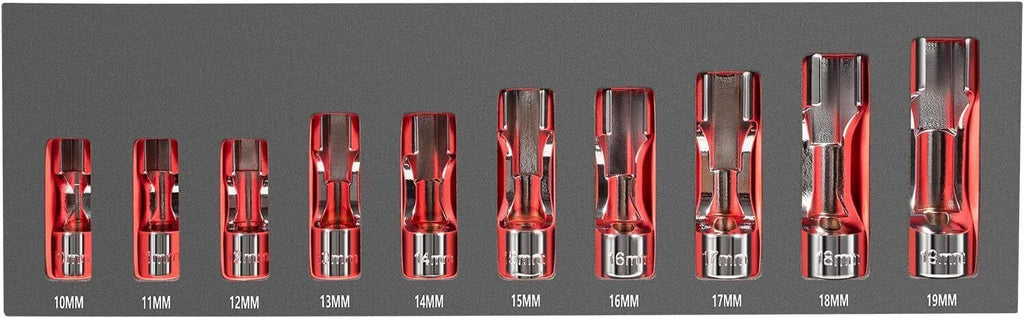 12030 Flare Nut Socket Set 3/8" Drive Fuel Line Socket Wrench 10mm-19mm 10PCS