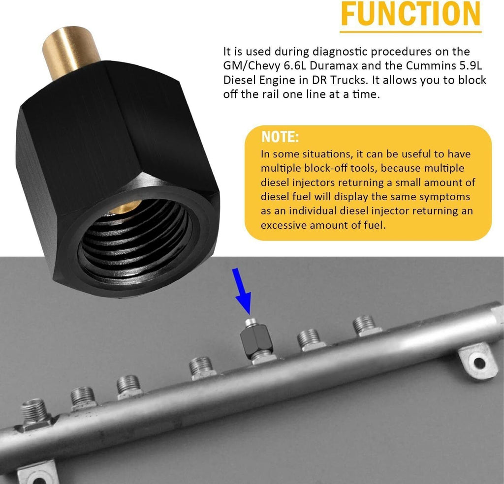 9864A 9864 Fuel Rail Block Off Cap for Duramax 6.6L 07-18 Dodge Ram Cummins 6.7L