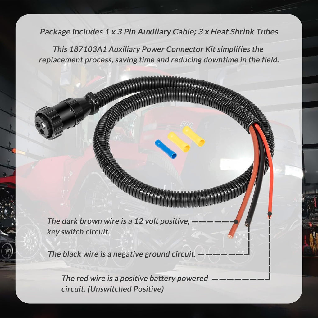 187103A1 RE37651 86511459 Aux Power Cord For John Deere Case-IH Ford/New Holland