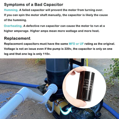 Pool Pump Motor Start Capacitor For Hayward Super Pump & Max Flo Pump 0.75-1.5HP