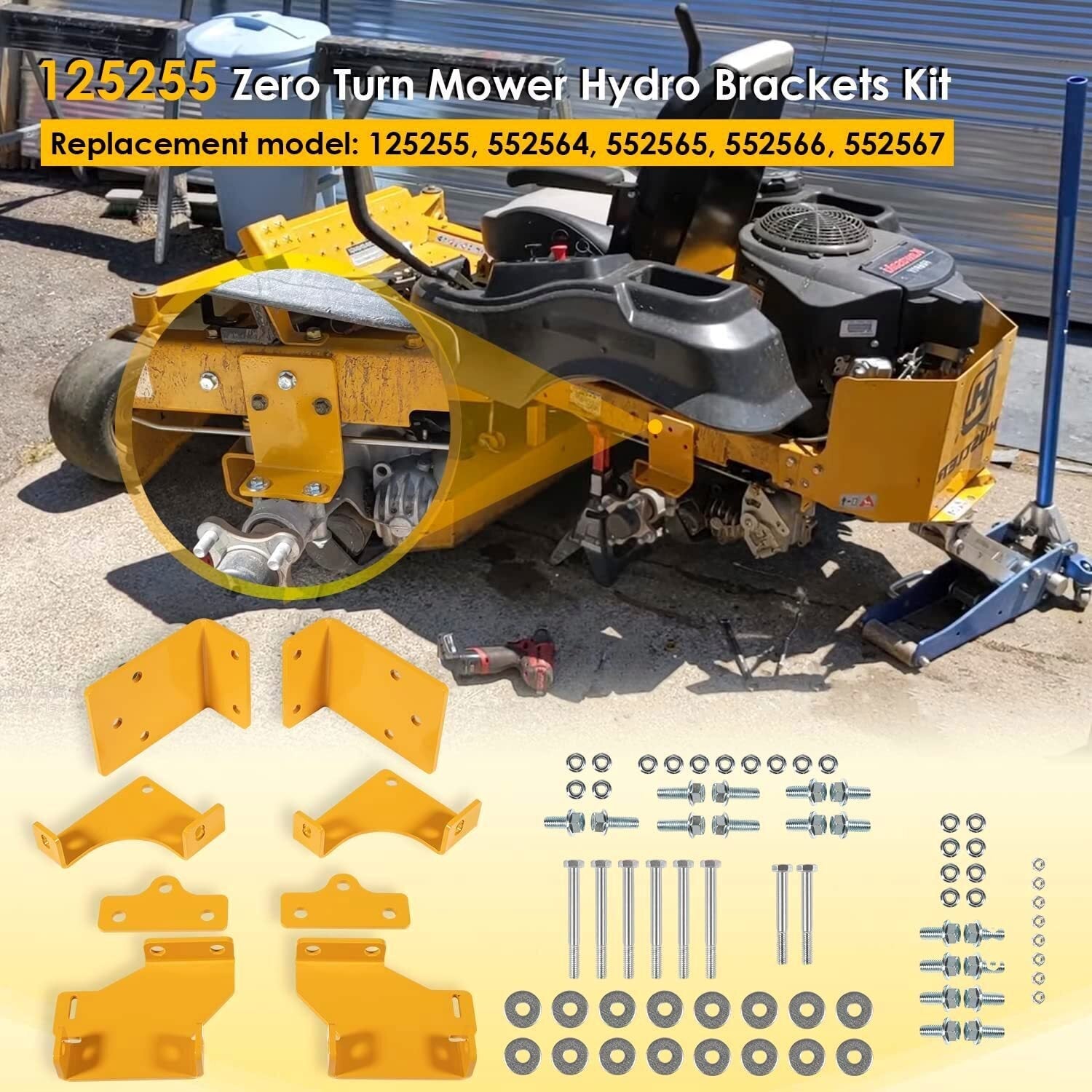 for Hustler Transmission Hydro Brackets Kit Raptor SD SDX Zero Turn Mower 125255