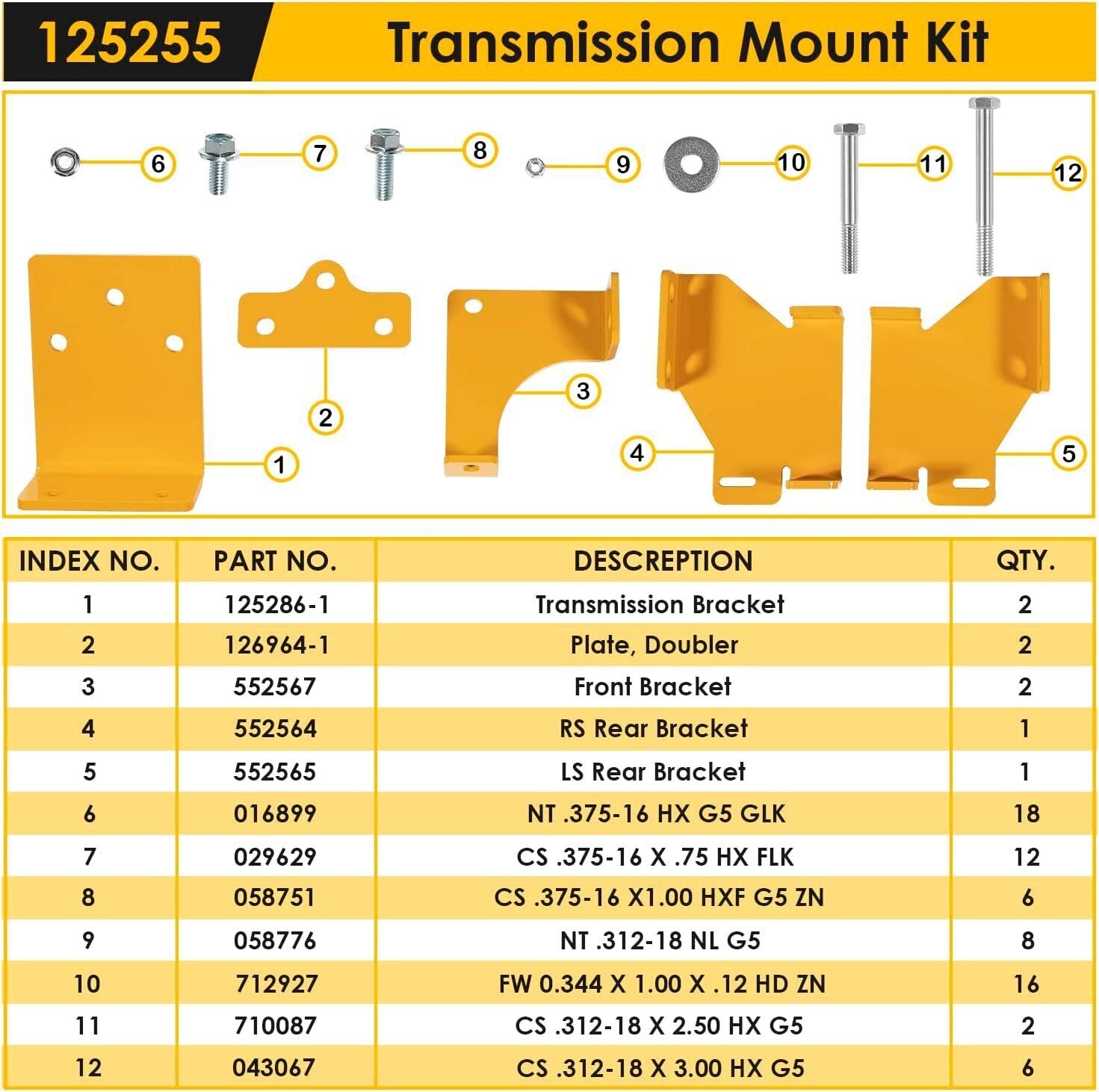 for Hustler Transmission Hydro Brackets Kit Raptor SD SDX Zero Turn Mower 125255