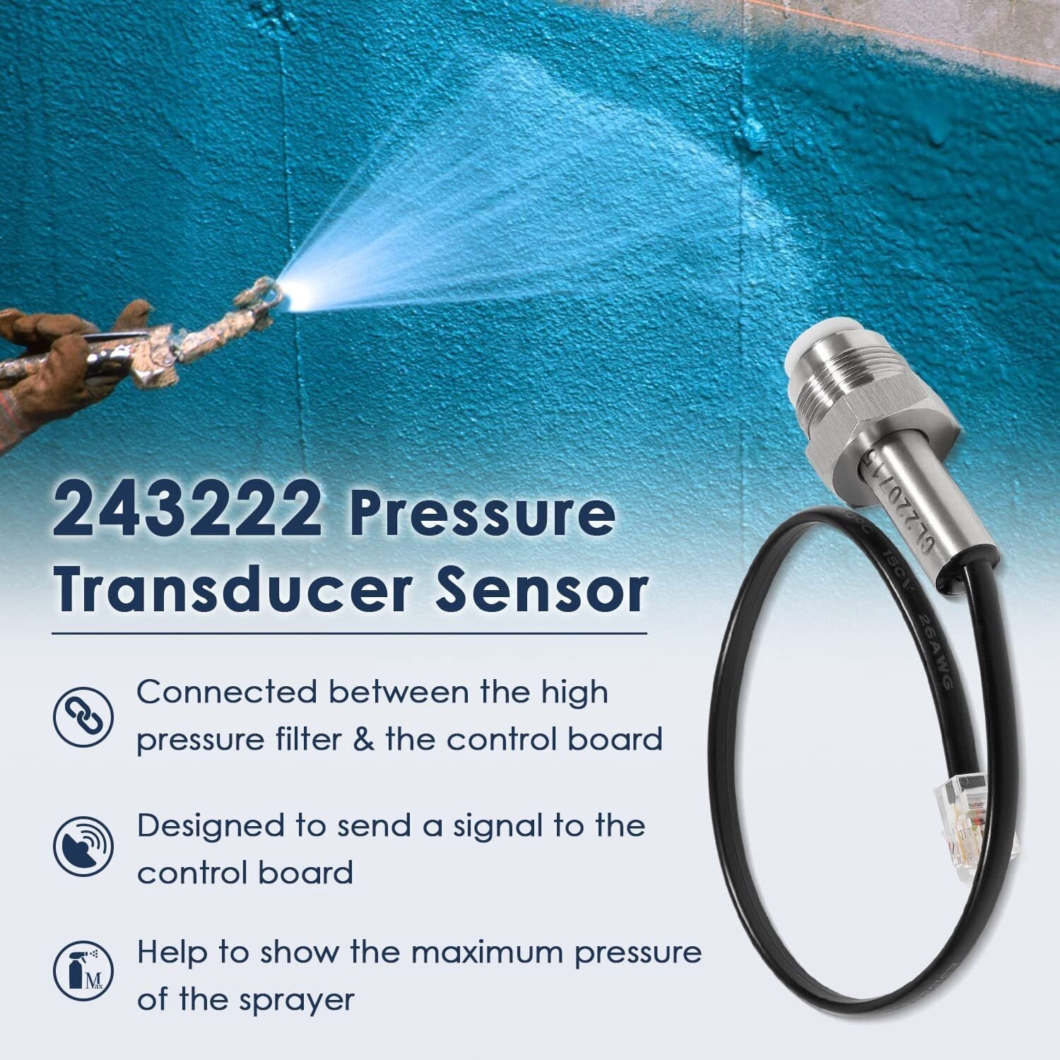 Airless Sprayer Pressure Transducer 243222 for Most Airless Paint Sprayers