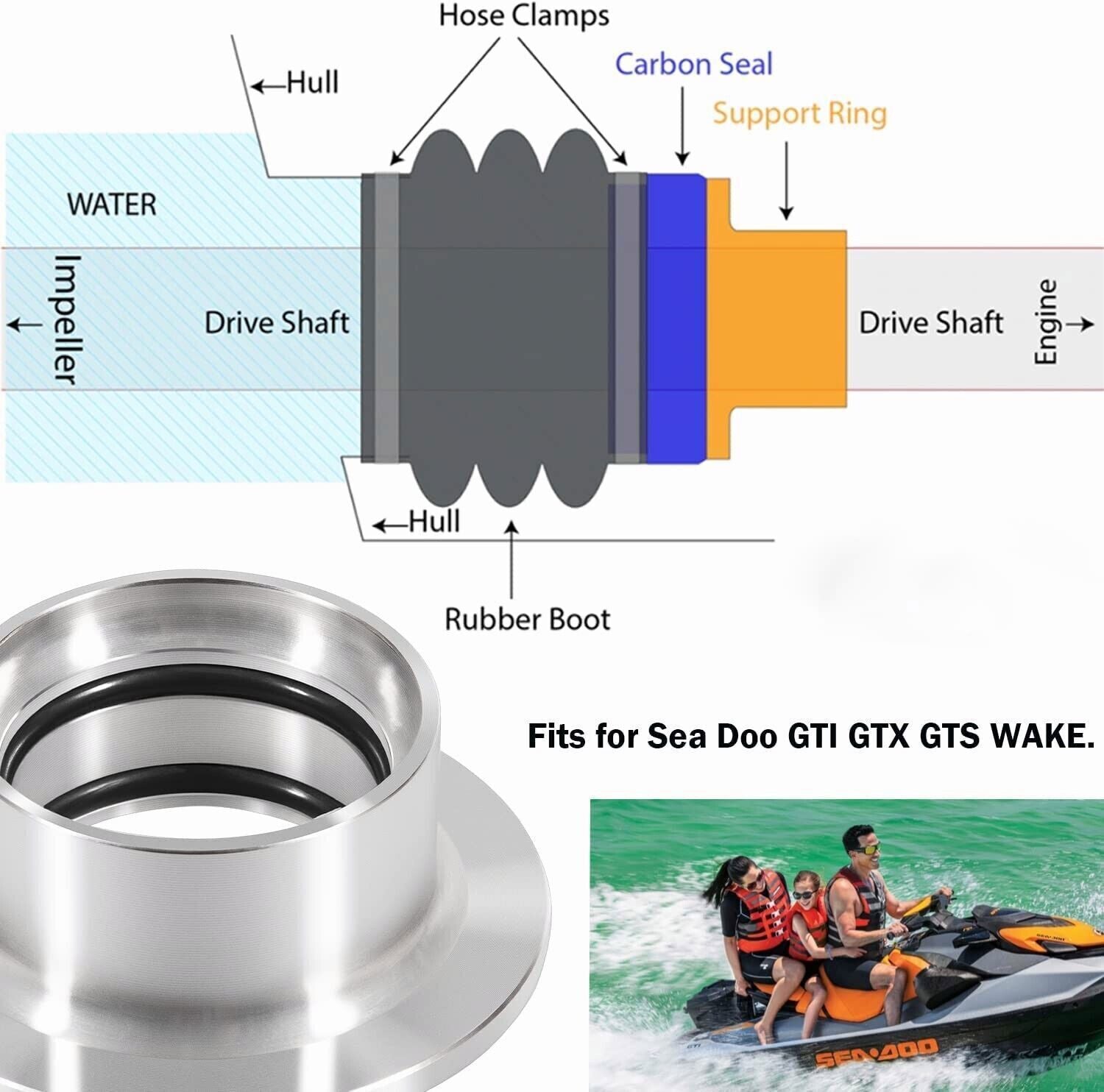 4-TEC Drive Shaft Carbon Ring Seal Rebuild Tool Kit for Sea Doo GTI GTX GTS Wake