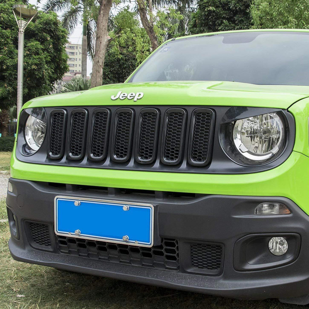 7X Front Grill Mesh Black Grille Insert Cover Guard for Jeep Renegade 2015-2018