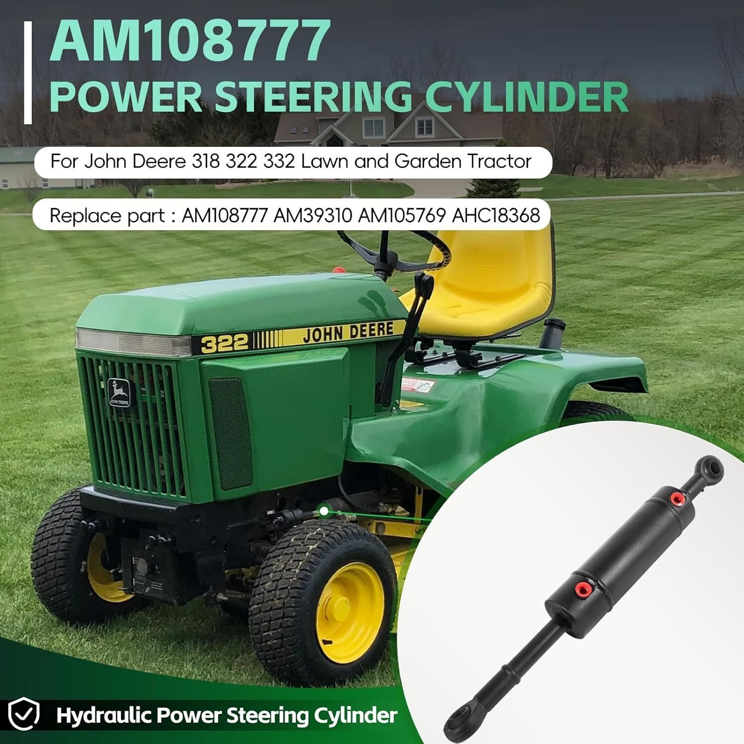 Hydraulic Steering Cylinder For John Deere 322 332 318 AM108777 AM39310 AM105769