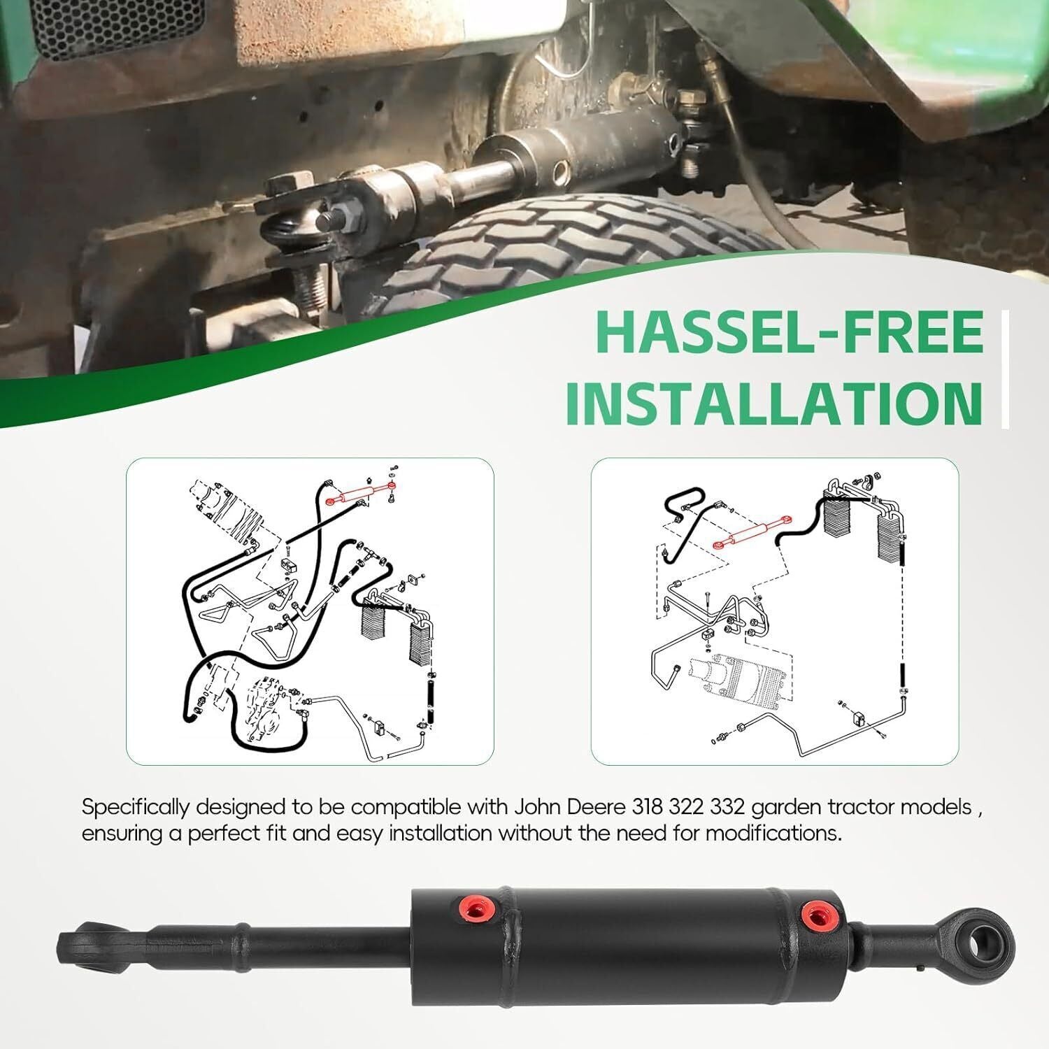 Hydraulic Steering Cylinder For John Deere 322 332 318 AM108777 AM39310 AM105769