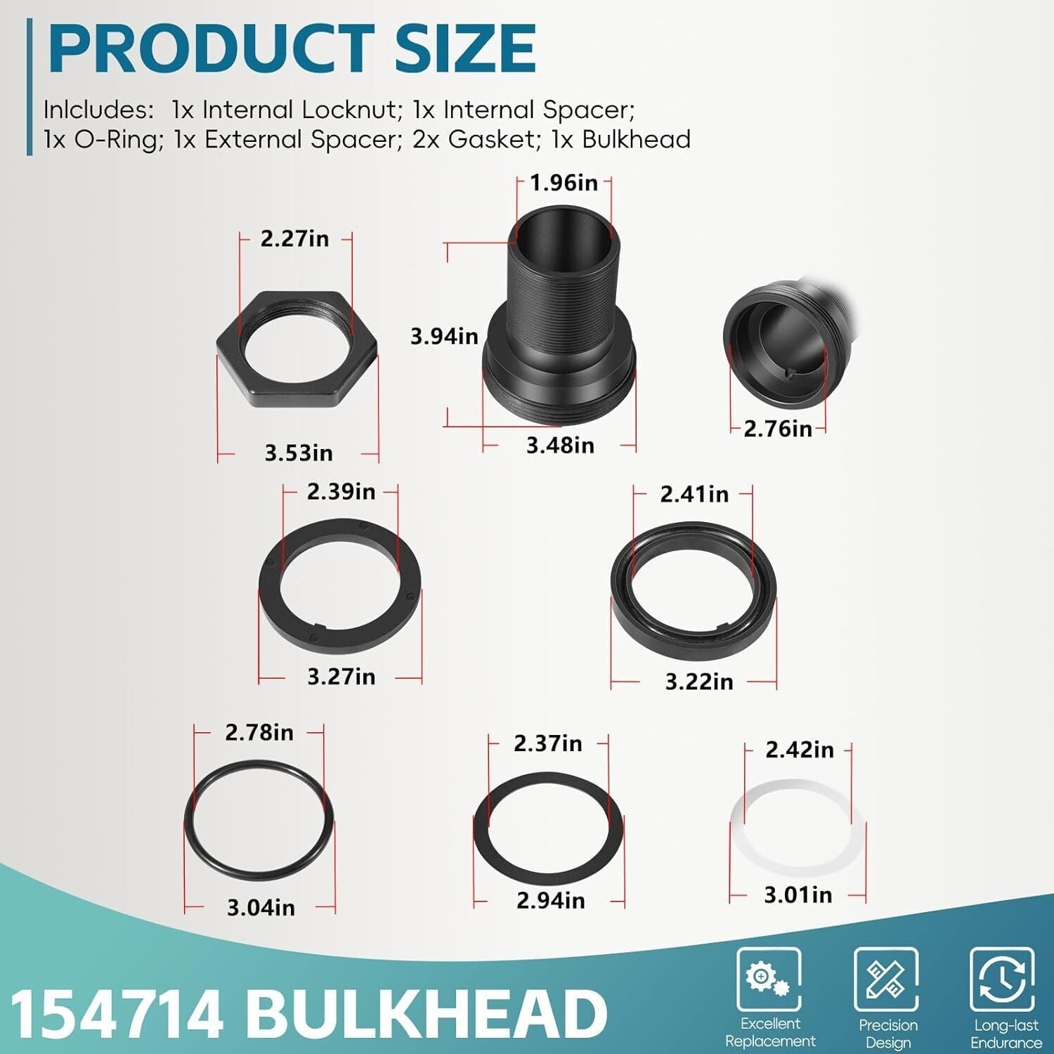 154714 Bulkhead Replacement 2-Inch For Triton II Filter TR50 TR60 TR100 TR140