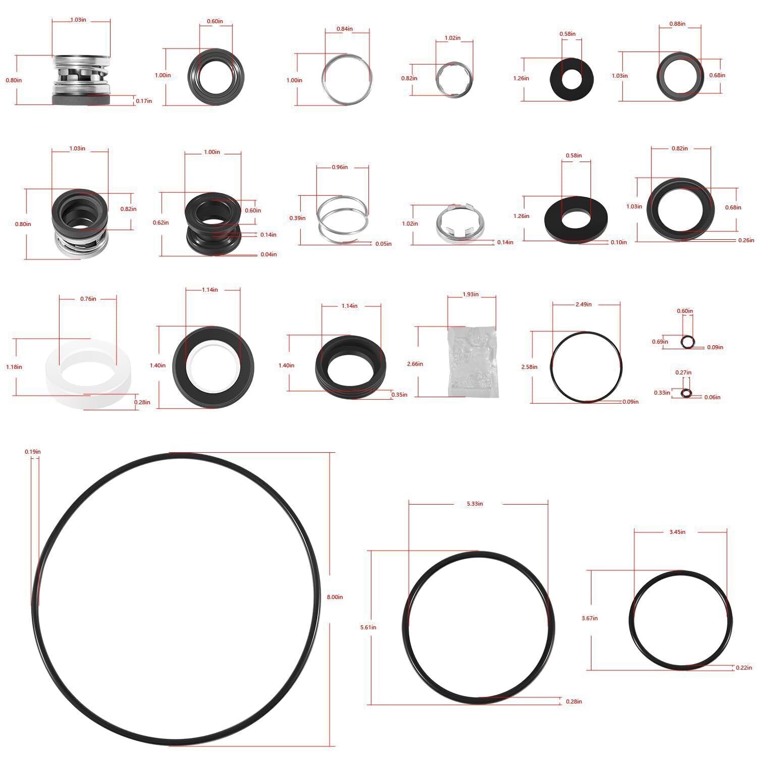 O-Ring Repair Kit for Jandy Zodiac VS FloPro, FHPF, FHPM Series Pool Pumps
