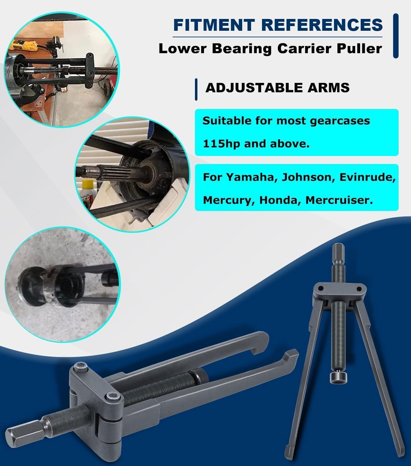 Lower Bearing Carrier Puller for Yamaha, Johnston, Evinrude, Mercury, Mercruiser