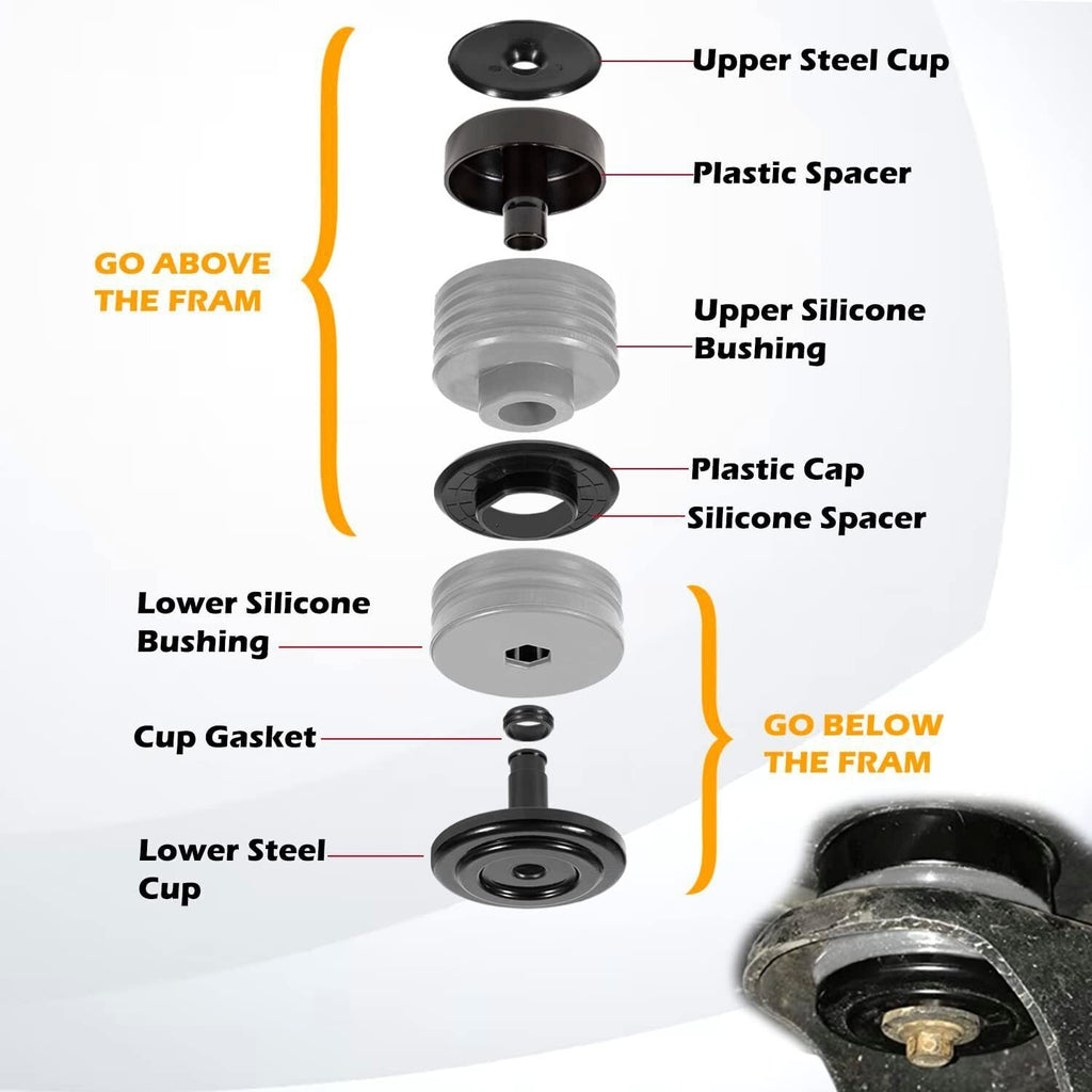 Silicone Body Mount Bushing Kit for Ford F250 F350 2008-2016 Super Duty Crew Cab