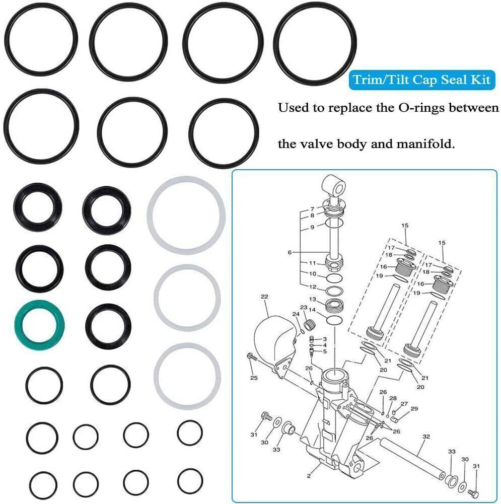 115225FS Seal Kit Trim/Tilt Cap +Trim/Tilt Pin Wrench MT0006 & MT0009 for Yamaha