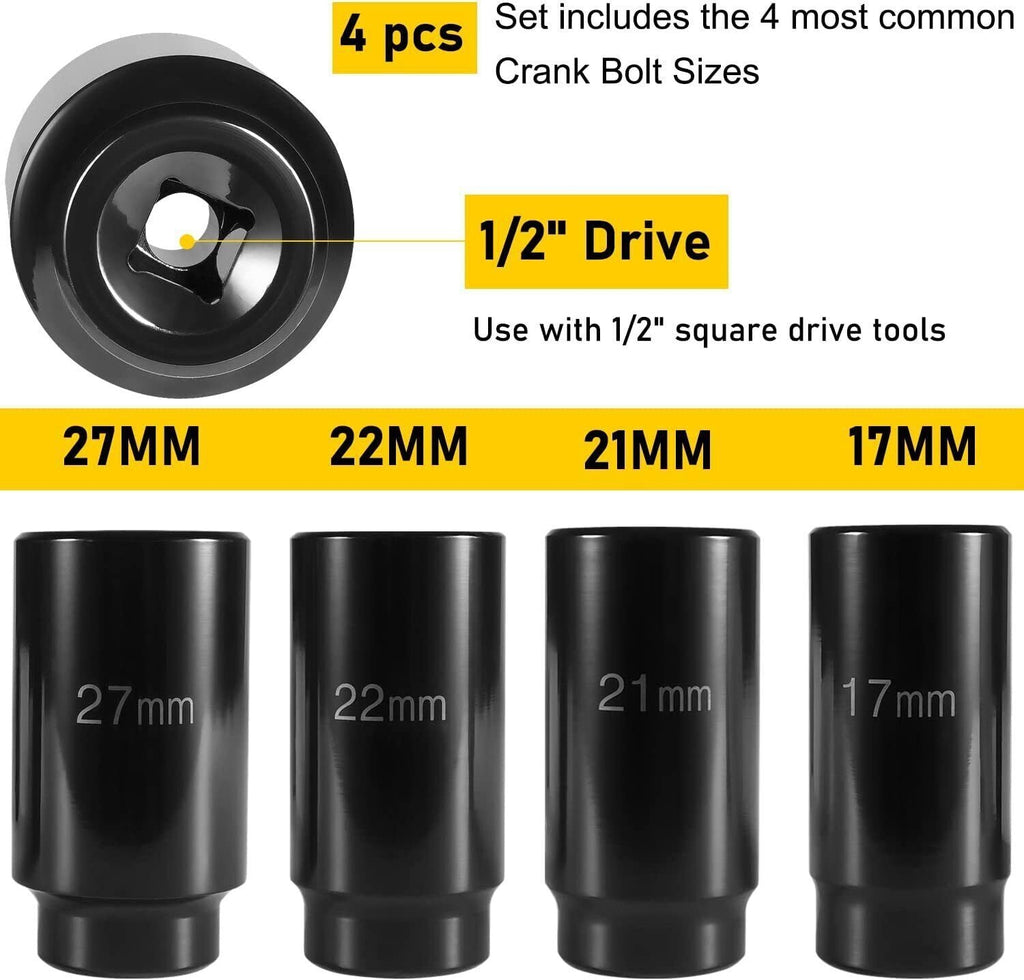 17MM 21MM 22M 27MM Harmonic Balancer Socket Set, Crank Bolt Socket Removal Tool