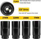 17MM 21MM 22M 27MM Harmonic Balancer Socket Set, Crank Bolt Socket Removal Tool
