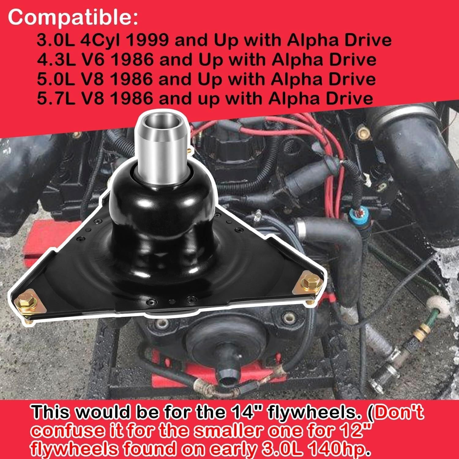 14" Engine Coupler 18643A5 for MerCruiser Alpha Drive V6 V8 GM 3.0L 4.3 5.0 5.7L