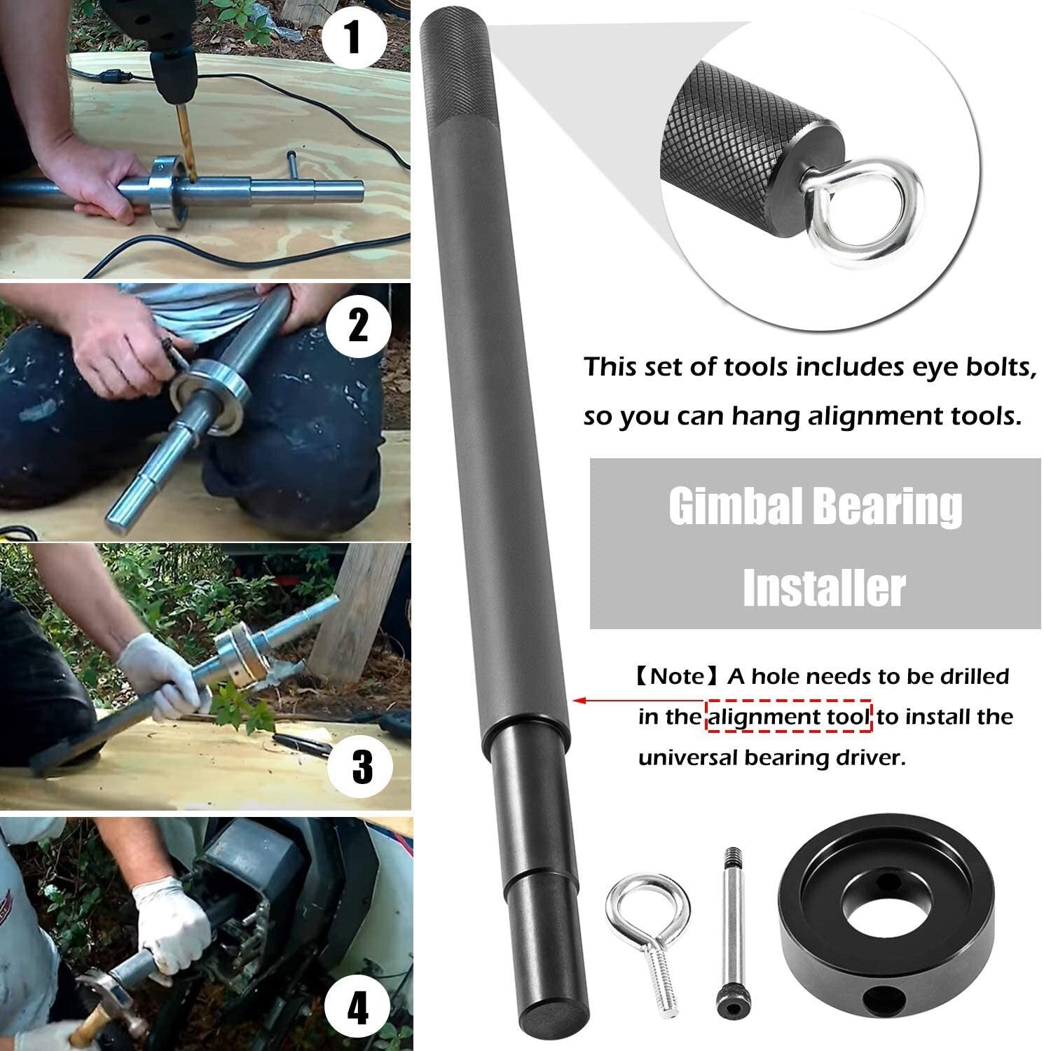 Gimbal Bearing Puller + Alignment & Hinge Pin Tool Kit for Mercruiser Alpha Bravo