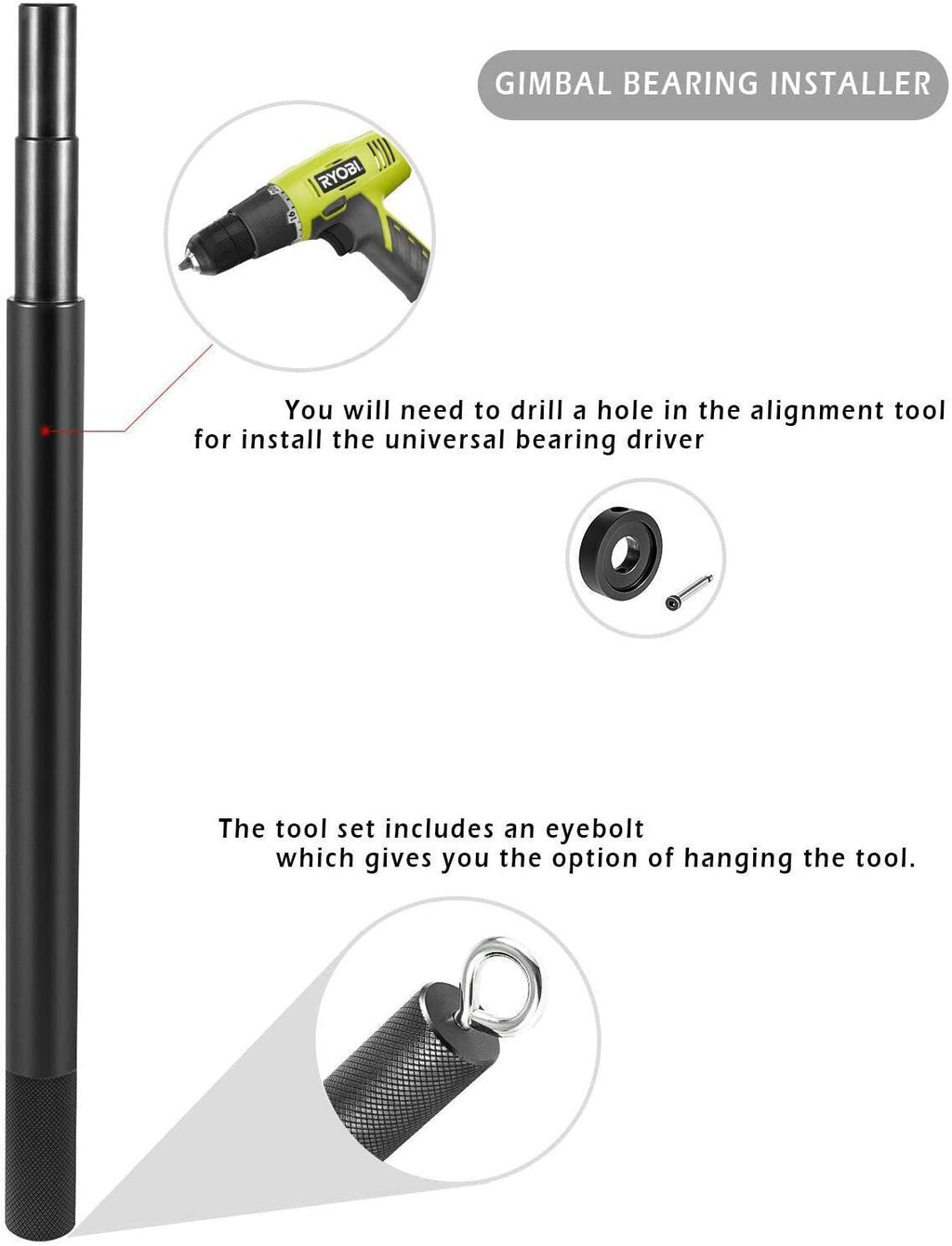 Gimbal Bearing Puller + Alignment & Hinge Pin Tool Kit for Mercruiser Alpha Bravo