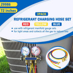 29986 Plus II 1/4" Red Blue Yellow Charging Hose Compact Ball Valve 72" 3 Pack