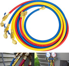 29986 Plus II 1/4" Red Blue Yellow Charging Hose Compact Ball Valve 72" 3 Pack