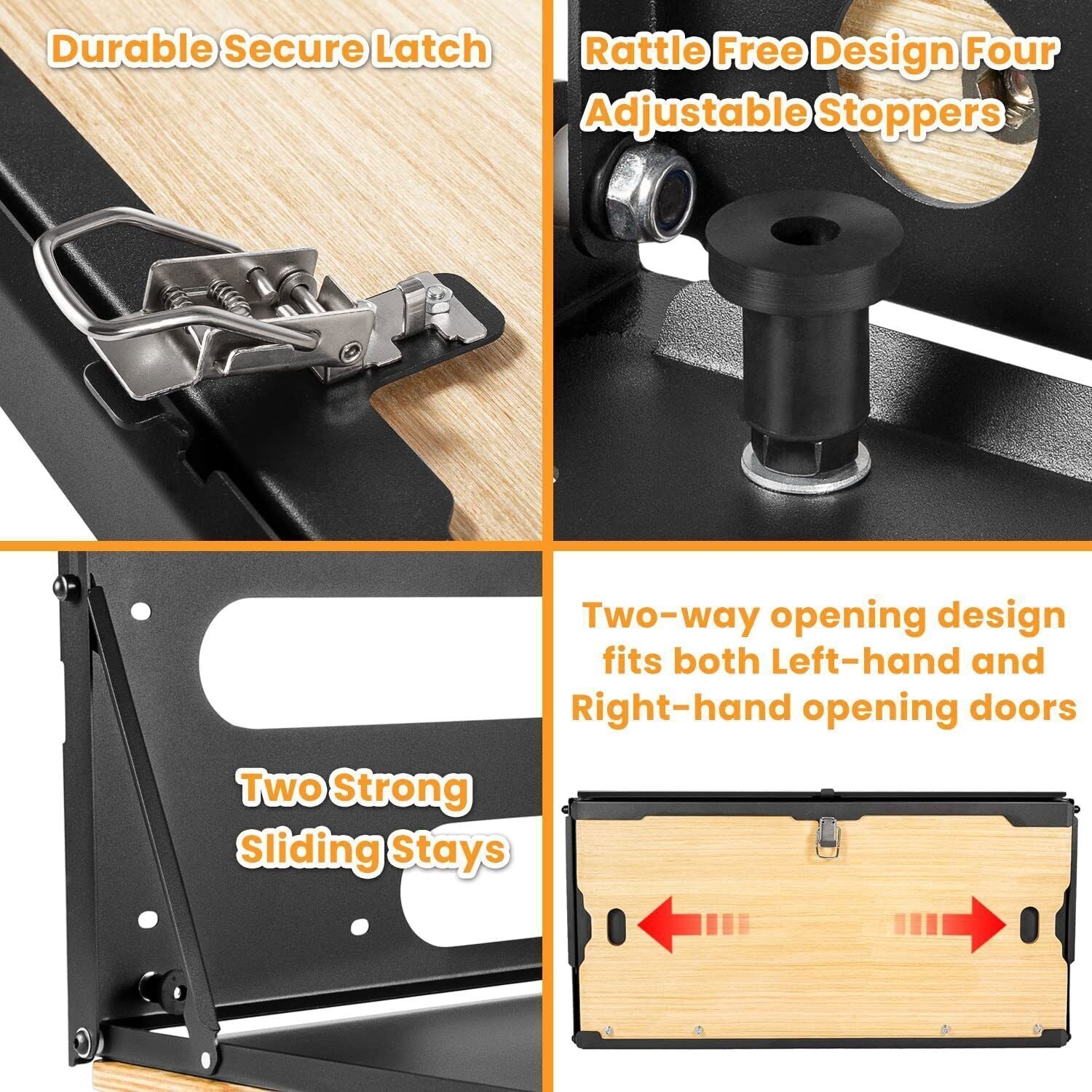 Drop Down Tailgate Table with Wood Tray for Jeep Wrangler JK JL & JT 2007-2024