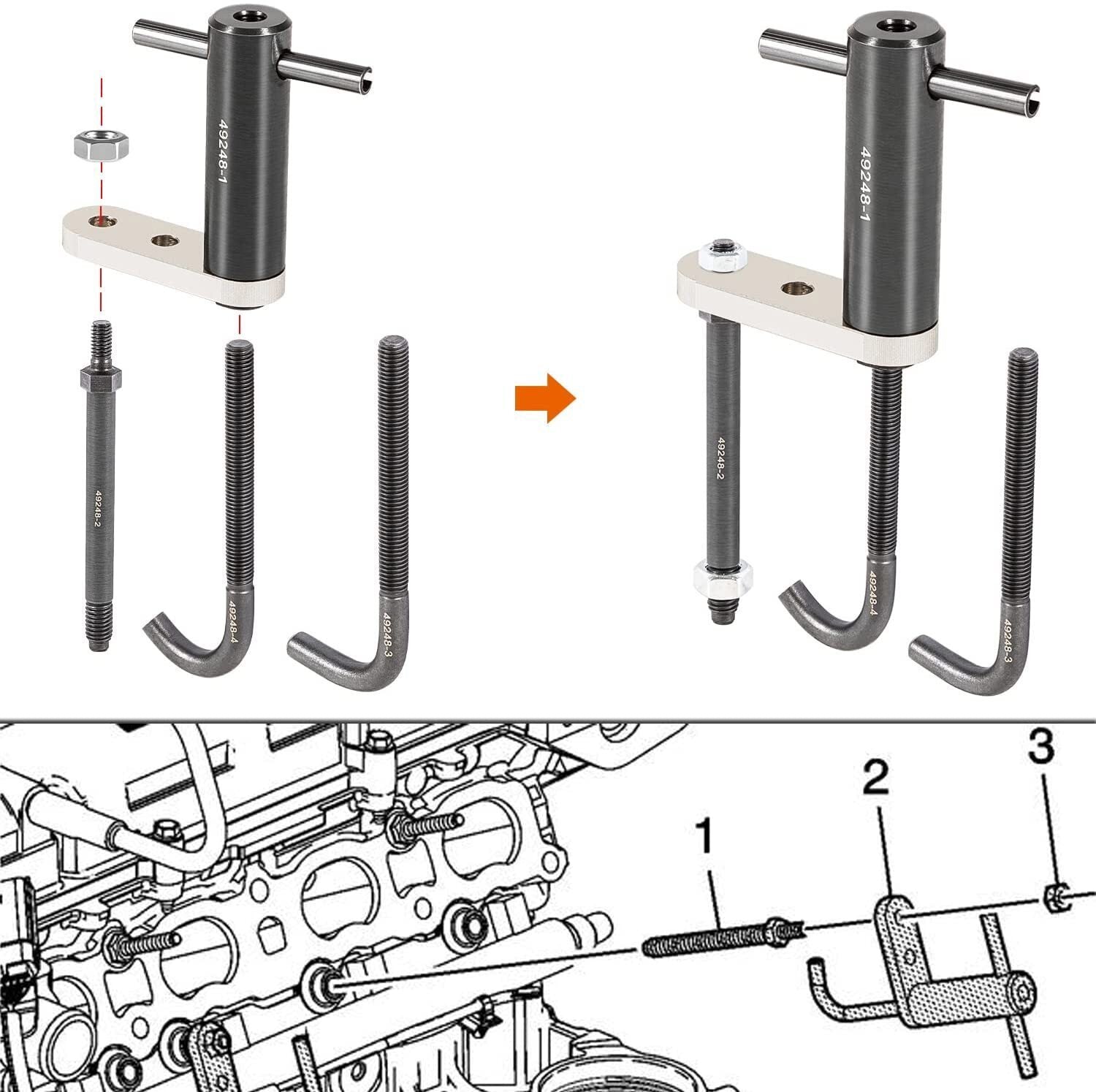 6706 Fuel Injector Rail Assembly Remover Tool EN-49248 For Chevy GMC Cadillac GM