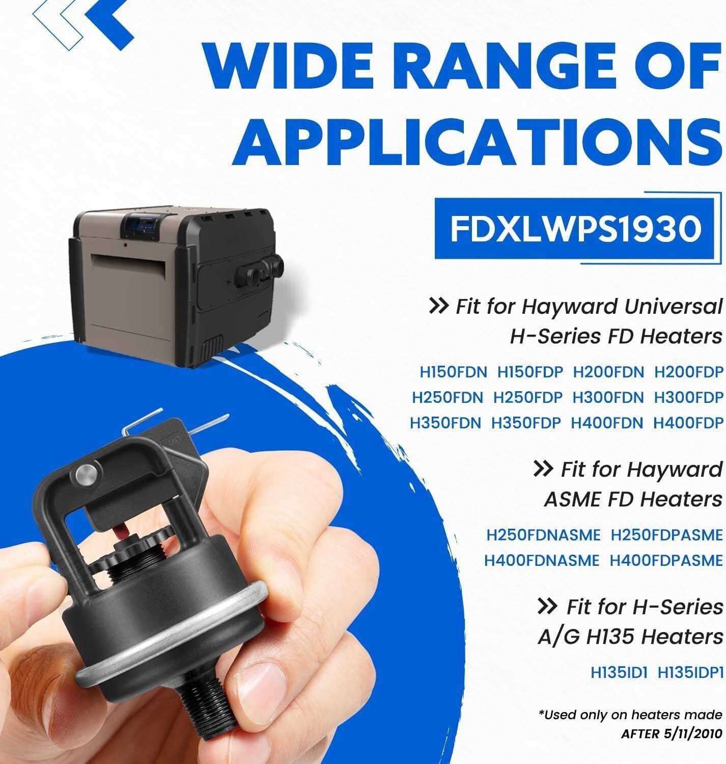 Water Pressure Switch for Hayward Universal H-Series Low Nox Pool Heater