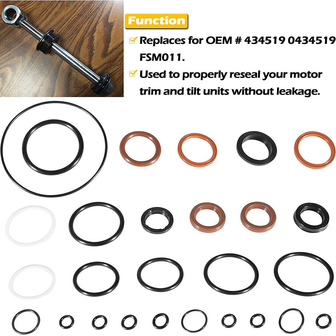 434519 Trim Tilt O-Ring Seal Rebuild Kit For Johnson Evinrude OMC 0434519 FSM011