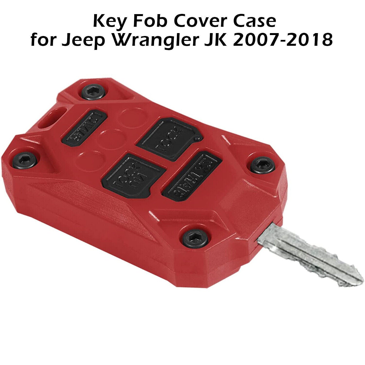 For JK Accessories Car Key Fob Case Cover for Jeep Wrangler JK 2007-2018 Red