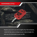 For JK Accessories Car Key Fob Case Cover for Jeep Wrangler JK 2007-2018 Red