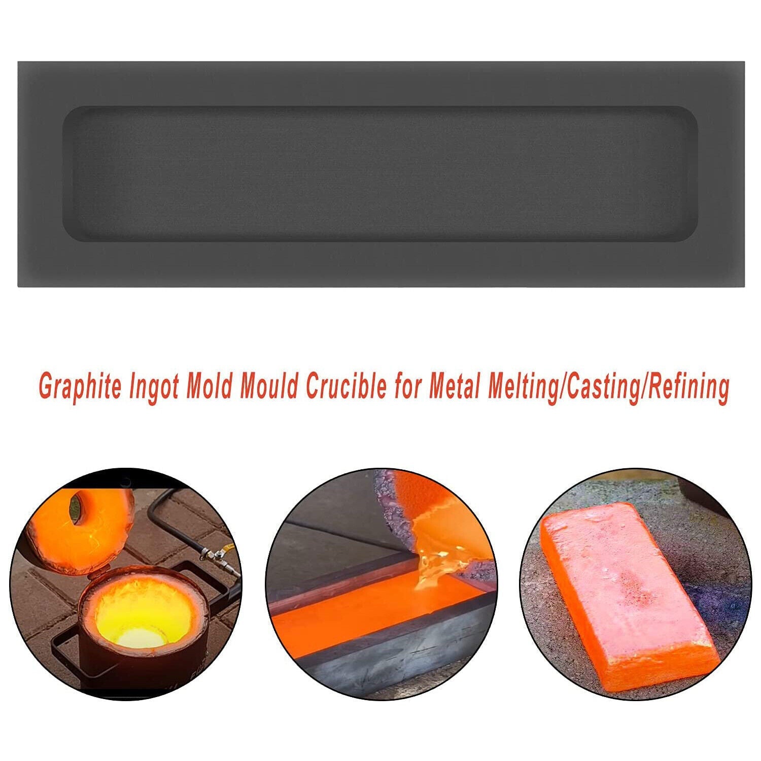 Graphite Ingot Mold For Melting Casting Gold Silver Aluminum Copper Brass (2KG)