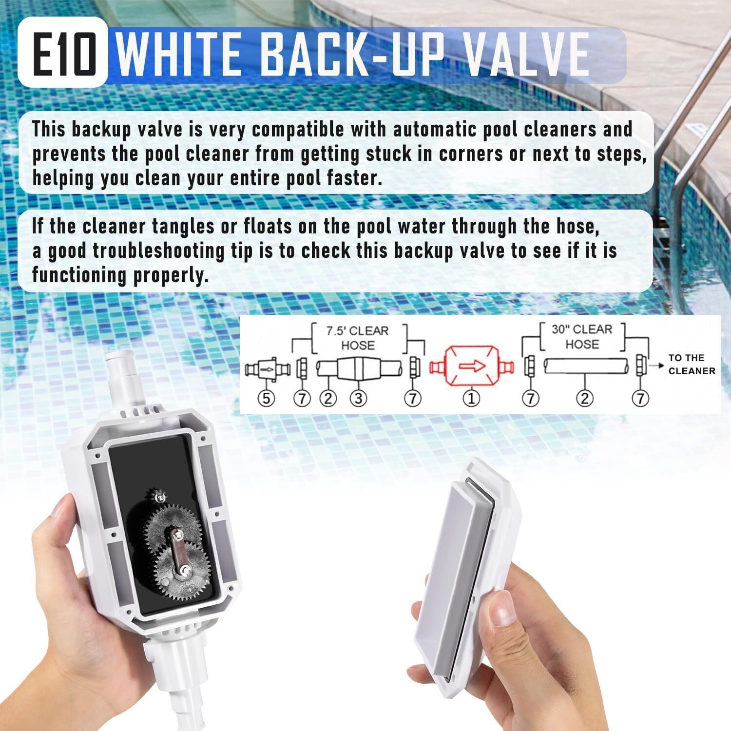 Replace For Pentair E10 White Back-Up Valve Replacement Automatic Pool Cleaner