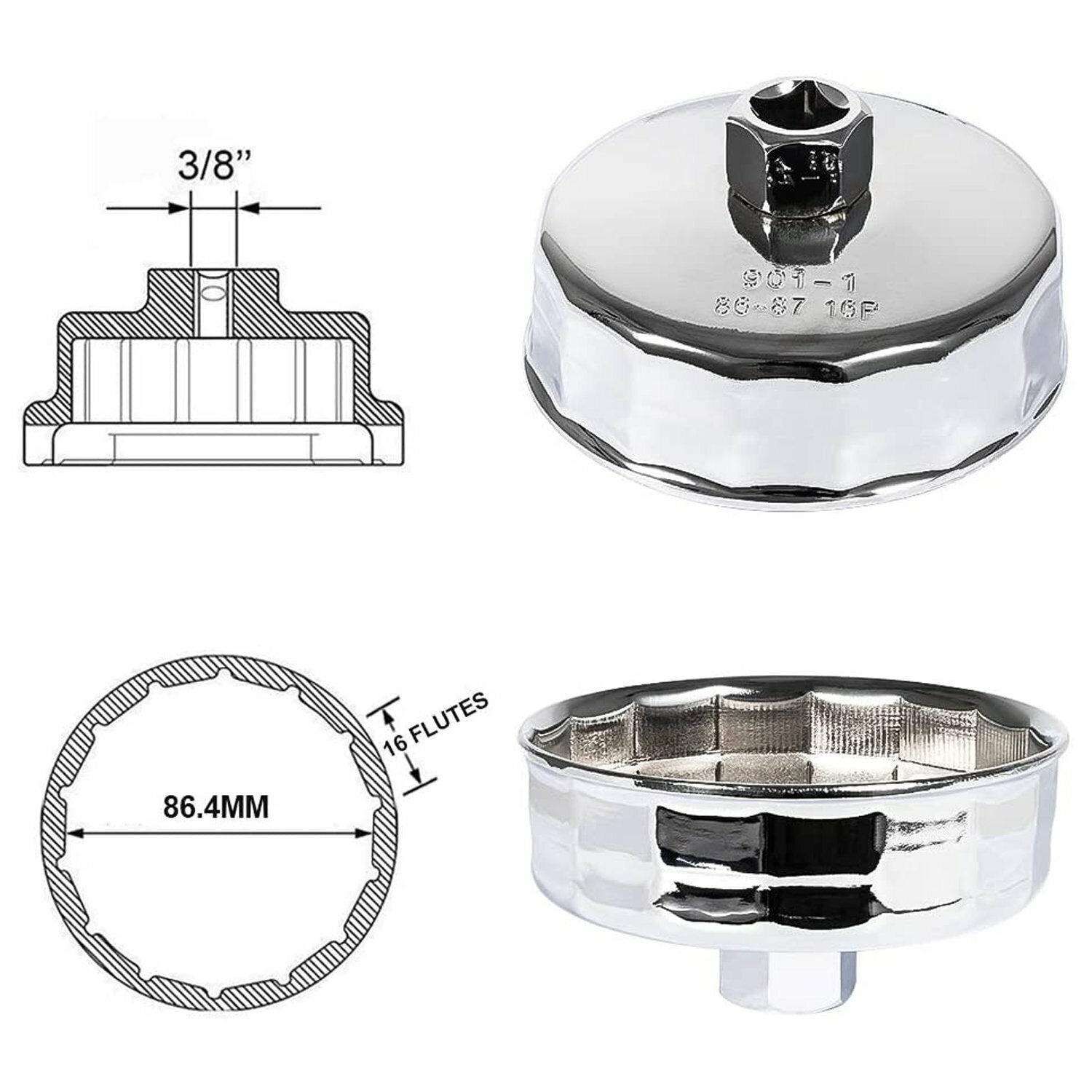 Oil Filter Wrench for BMW 86mm Cartridge Style Oil Filter Housing Caps