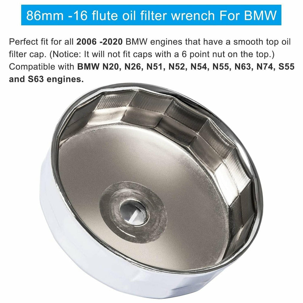 Oil Filter Wrench for BMW 86mm Cartridge Style Oil Filter Housing Caps