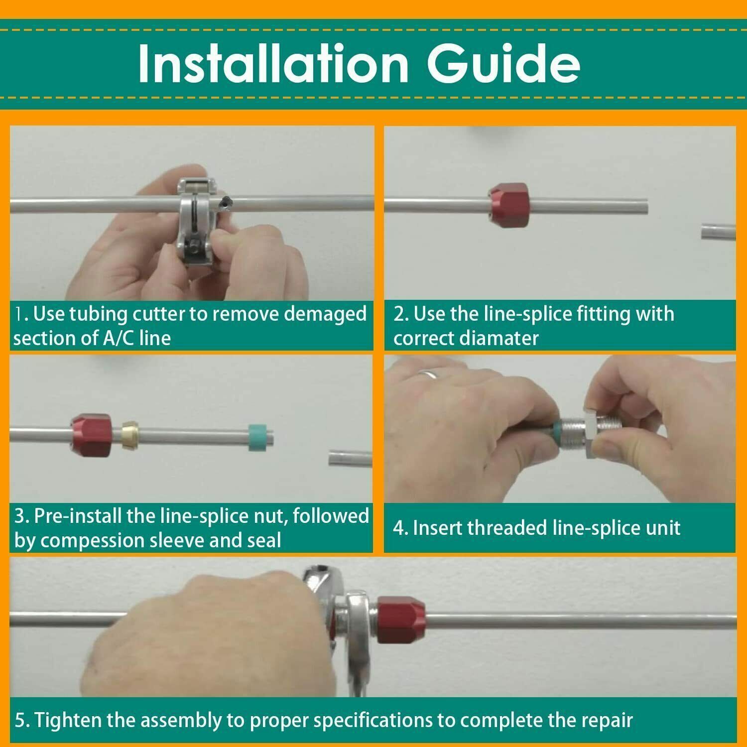800-640 5/8'' Aluminum Line Splice Repair Kit Works for A/C, coolant Etc