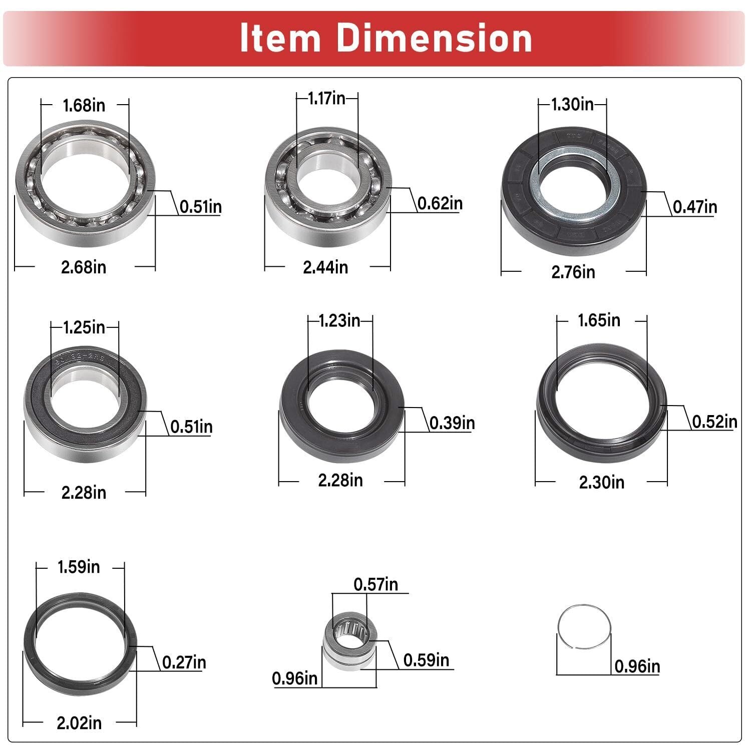Rear Differential Axle Bearing Seal Kit for Honda TRX250 EX Recon Sportrax 97-17