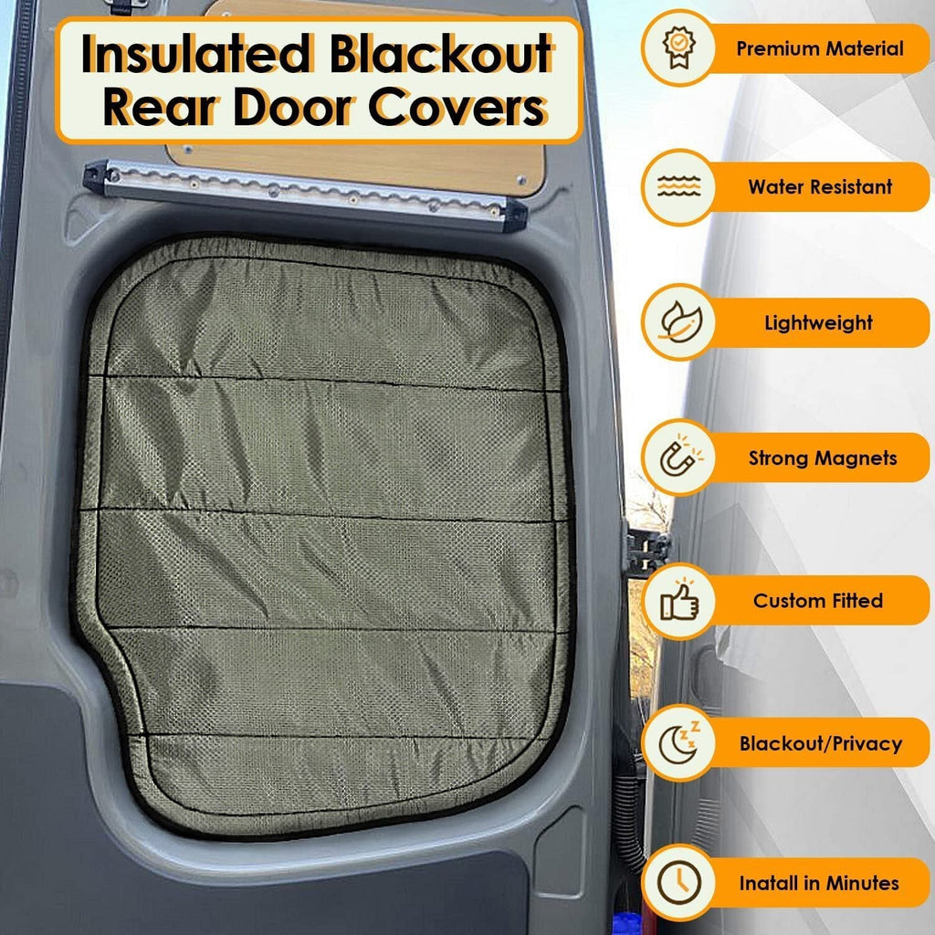 For Mercedes-Benz Sprinter Cargo Van 07-18 Insulated Blackout Rear Door Covers