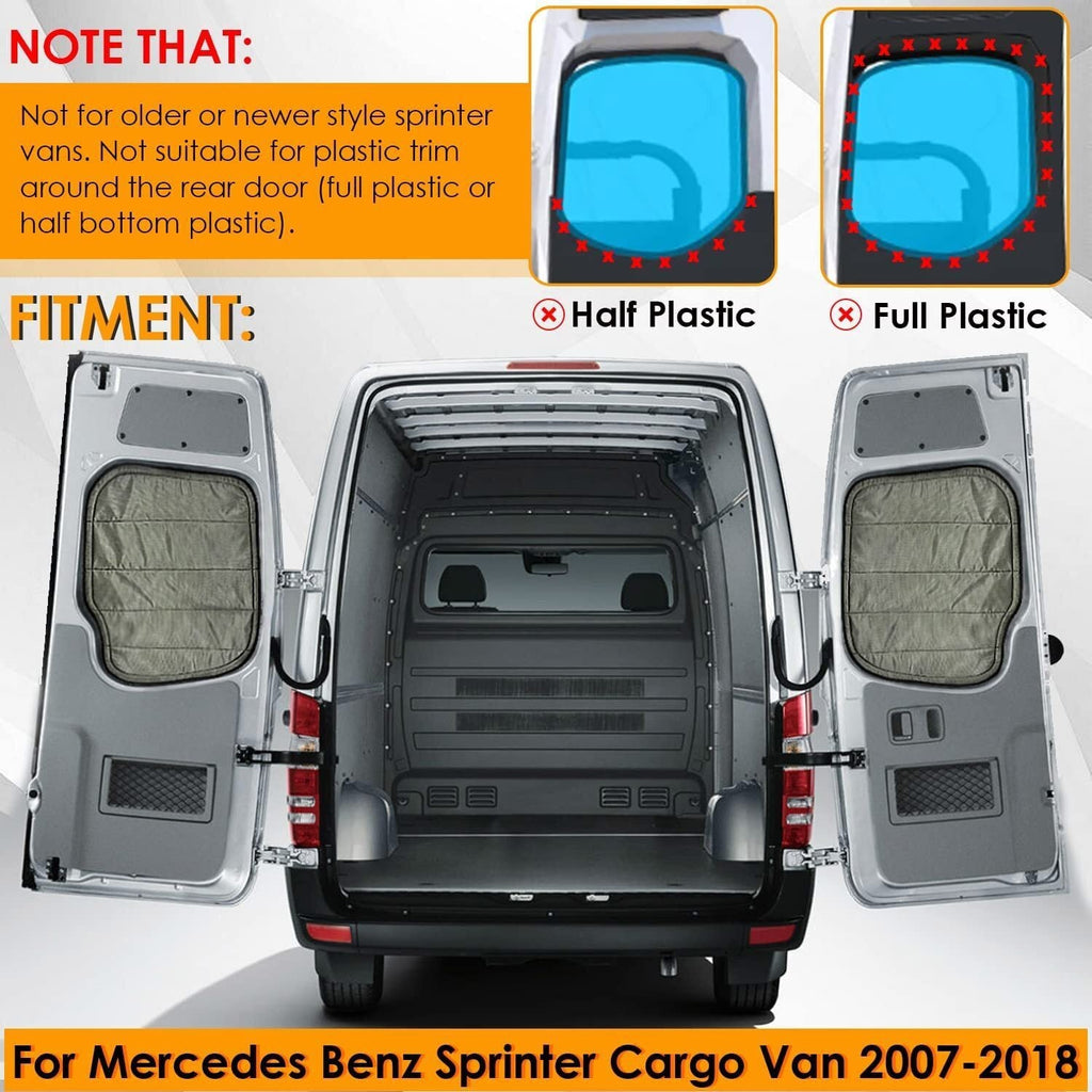 For Mercedes-Benz Sprinter Cargo Van 07-18 Insulated Blackout Rear Door Covers